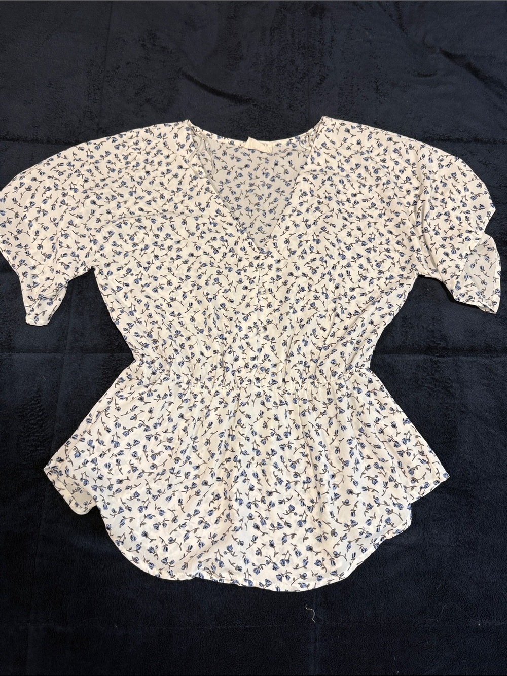 Sienna Sky White Blouse with Blue Floral Print